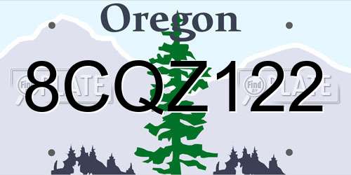 8CQZ122 Oregon License Plate