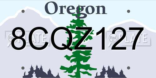 8CQZ127 Oregon License Plate