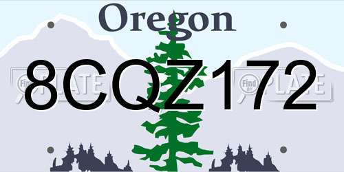 8CQZ172 Oregon License Plate