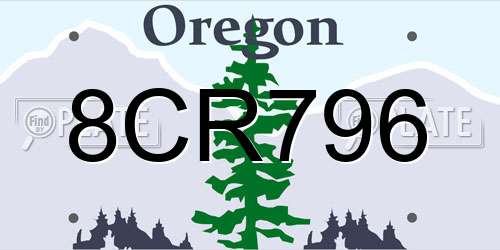 8CR796 Oregon License Plate
