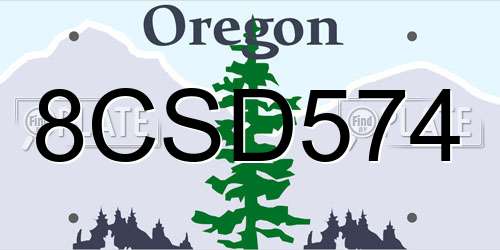 8CSD574 Oregon License Plate