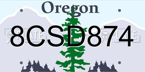 8CSD874 Oregon License Plate