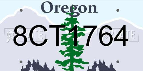 8CT1764 Oregon License Plate