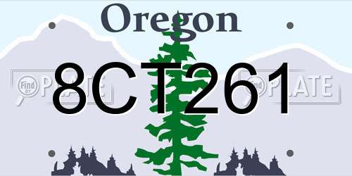 8CT261 Oregon License Plate