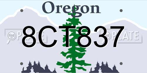 8CT837 Oregon License Plate