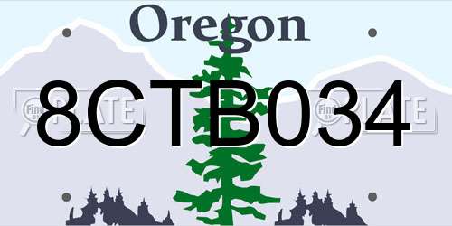 8CTB034 Oregon License Plate