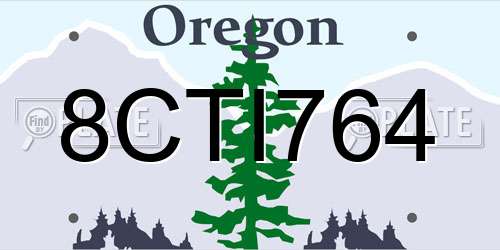 8CTI764 Oregon License Plate