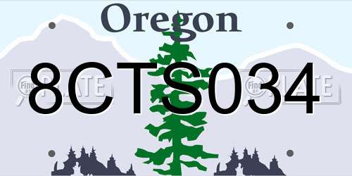8CTS034 Oregon License Plate