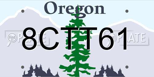 8CTT61 Oregon License Plate