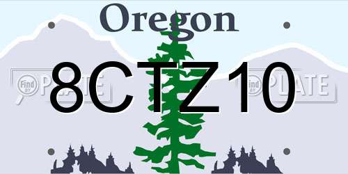 8CTZ10 Oregon License Plate