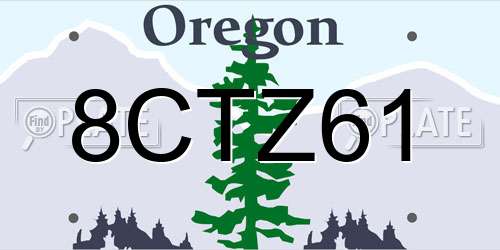 8CTZ61 Oregon License Plate