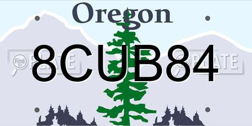 8CUB84 Oregon License Plate