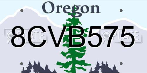 8CVB575 Oregon License Plate