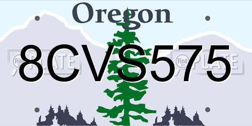 8CVS575 Oregon License Plate