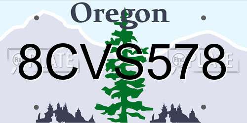 8CVS578 Oregon License Plate