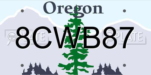 8CWB87 Oregon License Plate