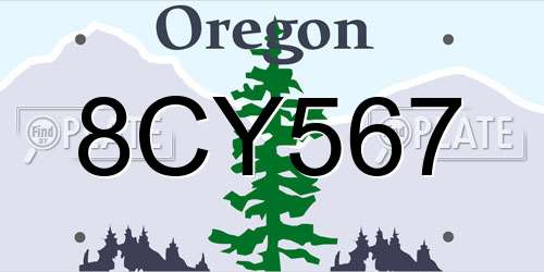 8CY567 Oregon License Plate