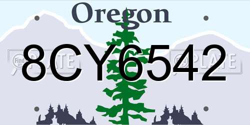 8CY6542 Oregon License Plate