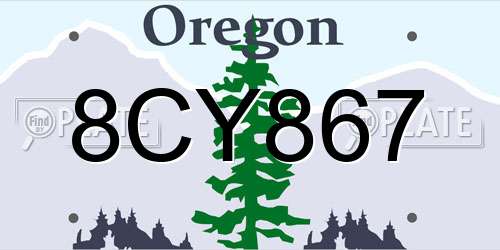 8CY867 Oregon License Plate
