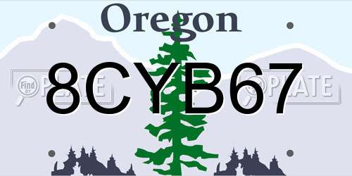8CYB67 Oregon License Plate