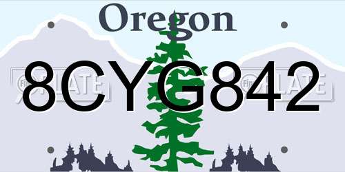 8CYG842 Oregon License Plate