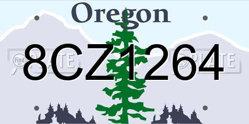 8CZ1264 Oregon License Plate