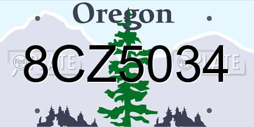 8CZ5034 Oregon License Plate