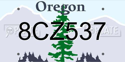 8CZ537 Oregon License Plate