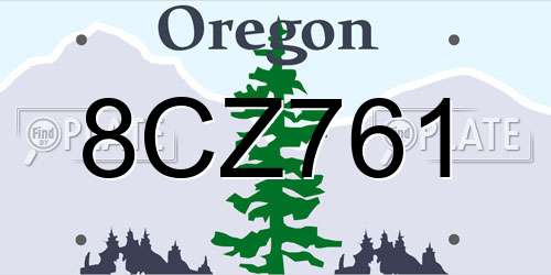 8CZ761 Oregon License Plate