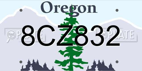 8CZ832 Oregon License Plate