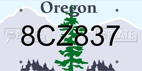 8CZ837 Oregon License Plate