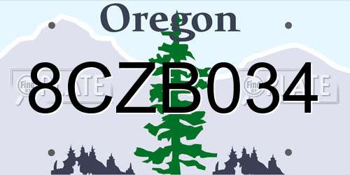 8CZB034 Oregon License Plate