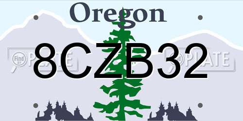 8CZB32 Oregon License Plate