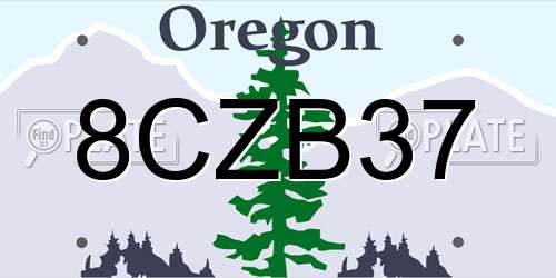 8CZB37 Oregon License Plate