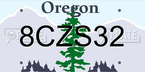 8CZS32 Oregon License Plate