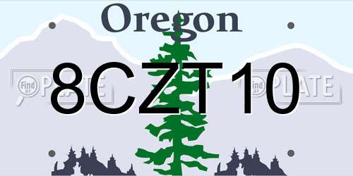 8CZT10 Oregon License Plate