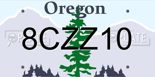 8CZZ10 Oregon License Plate