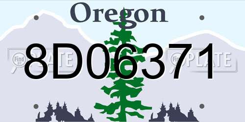 8D06371 Oregon License Plate