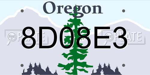 8D08E3 Oregon License Plate
