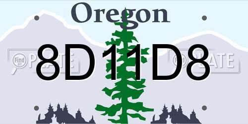 8D11D8 Oregon License Plate