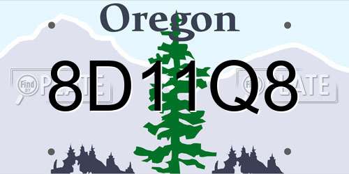 8D11Q8 Oregon License Plate