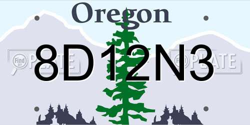 8D12N3 Oregon License Plate