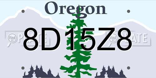 8D15Z8 Oregon License Plate