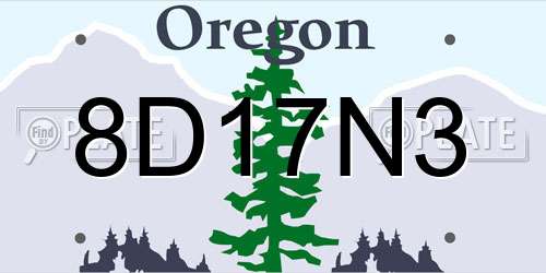 8D17N3 Oregon License Plate