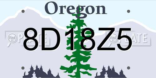 8D18Z5 Oregon License Plate