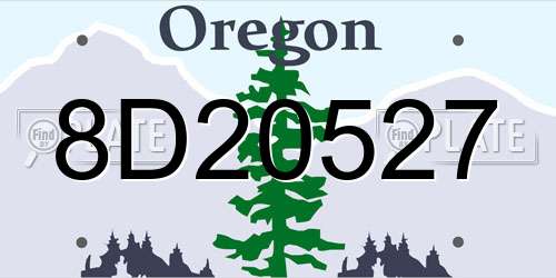 8D20527 Oregon License Plate