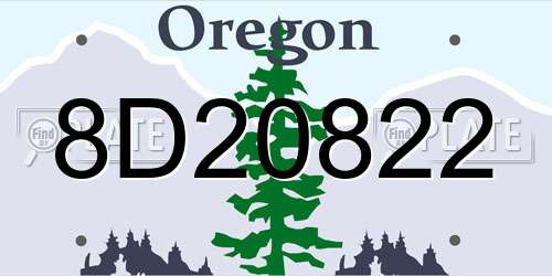 8D20822 Oregon License Plate