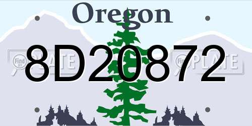 8D20872 Oregon License Plate