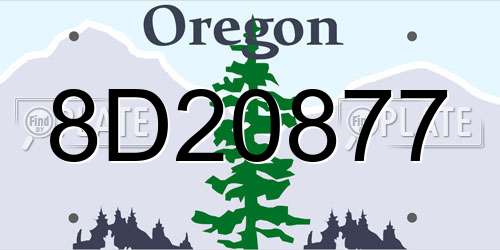 8D20877 Oregon License Plate