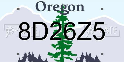 8D26Z5 Oregon License Plate